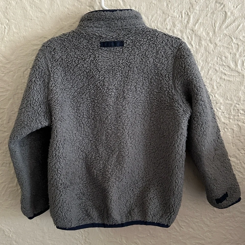 Patagonia Toddler 4T Sherpa Fleece Snap Front Jacket Gray Navy Blue 3 in 1 Liner - Picture 4 of 6
